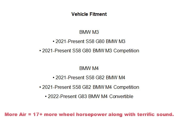 Intakes for G80 M3/G82 G83 M4 S58